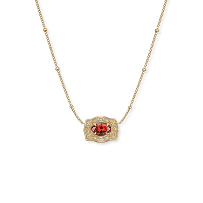 SpurWest Gold Belt Buckle Birthstone Necklace