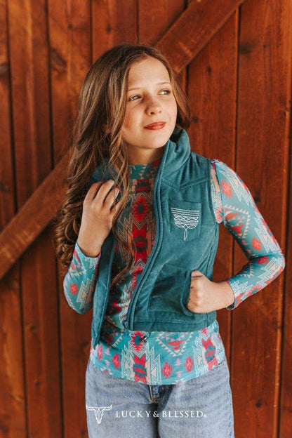 LUCKY & BLESSED Girl's Jade Boot Stitch Vest