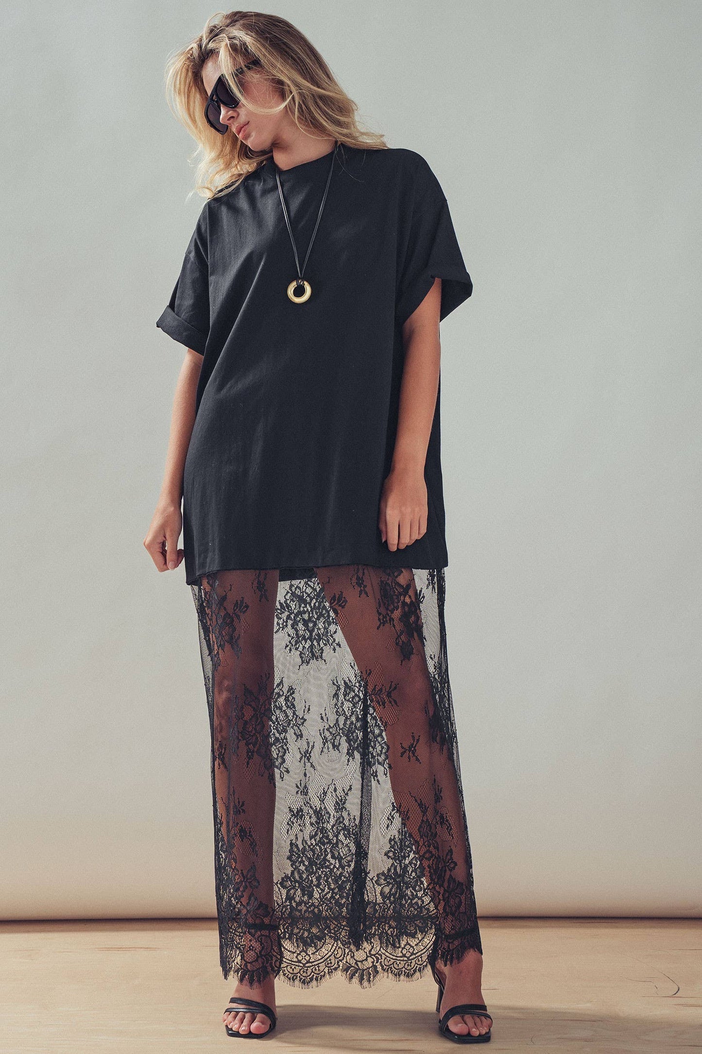 Mixed-Media T-Shirt Lacey Dress