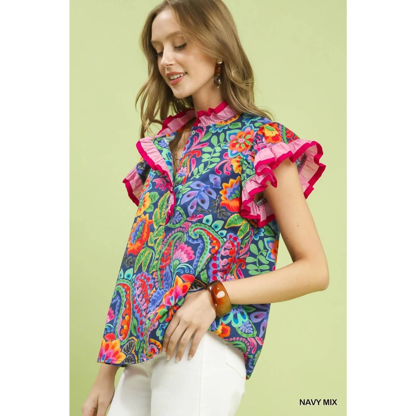 Ruffle Sleeve Floral Top