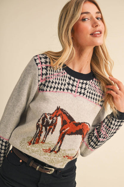 &MERCI Horse Motif Sweater