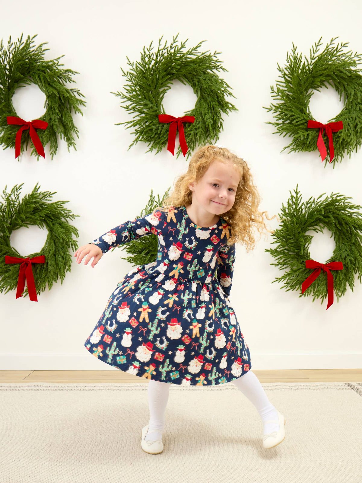 Girls Giddy Up Santa Twirl Dress