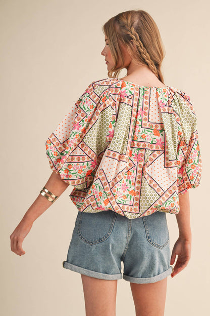 Floral Print Bubble Top