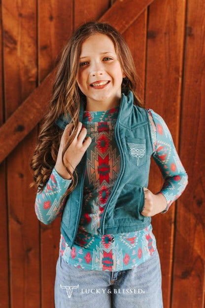 LUCKY & BLESSED Girl's Jade Boot Stitch Vest