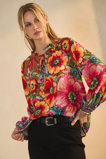 Floral Border Printed Blouse