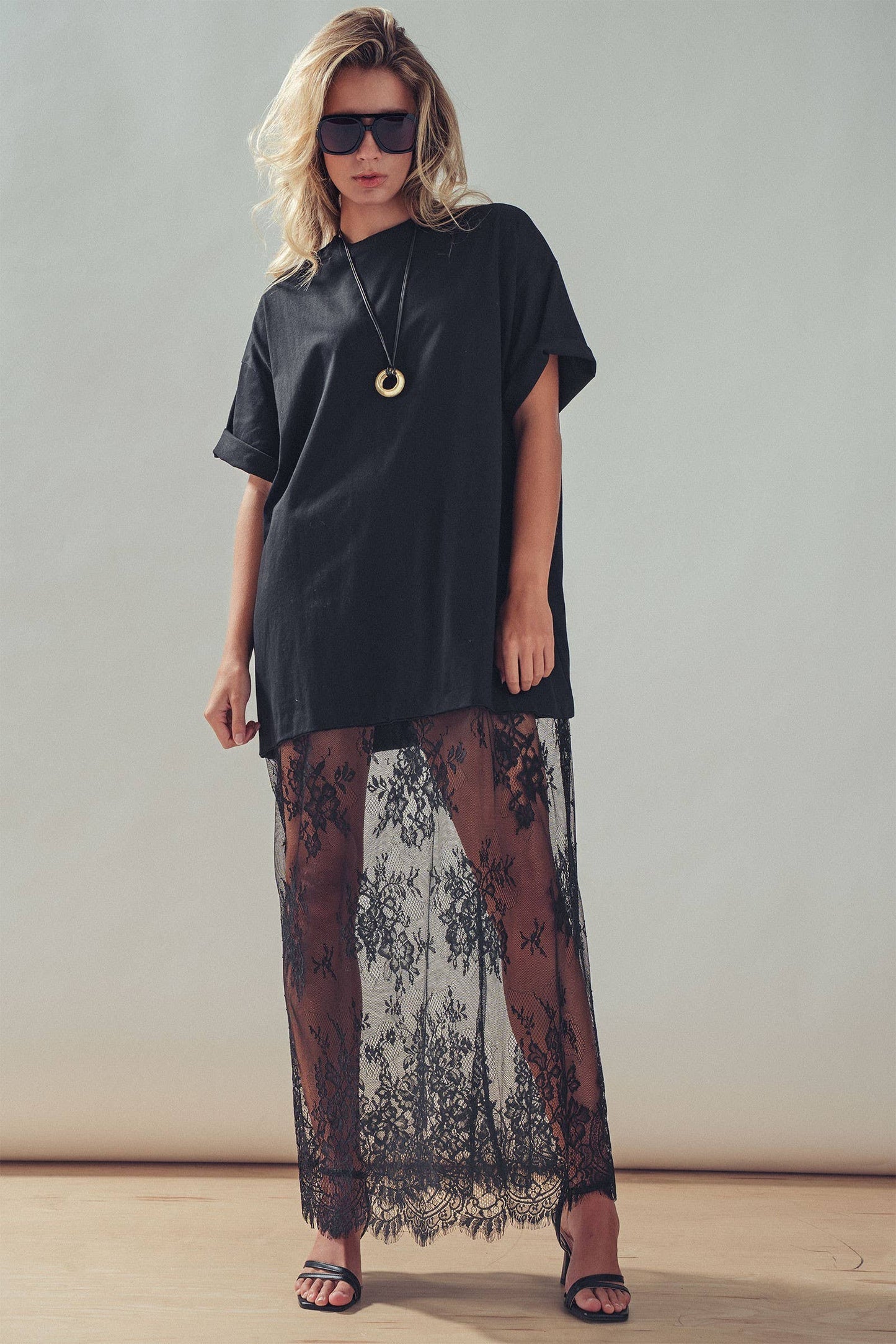 Mixed-Media T-Shirt Lacey Dress