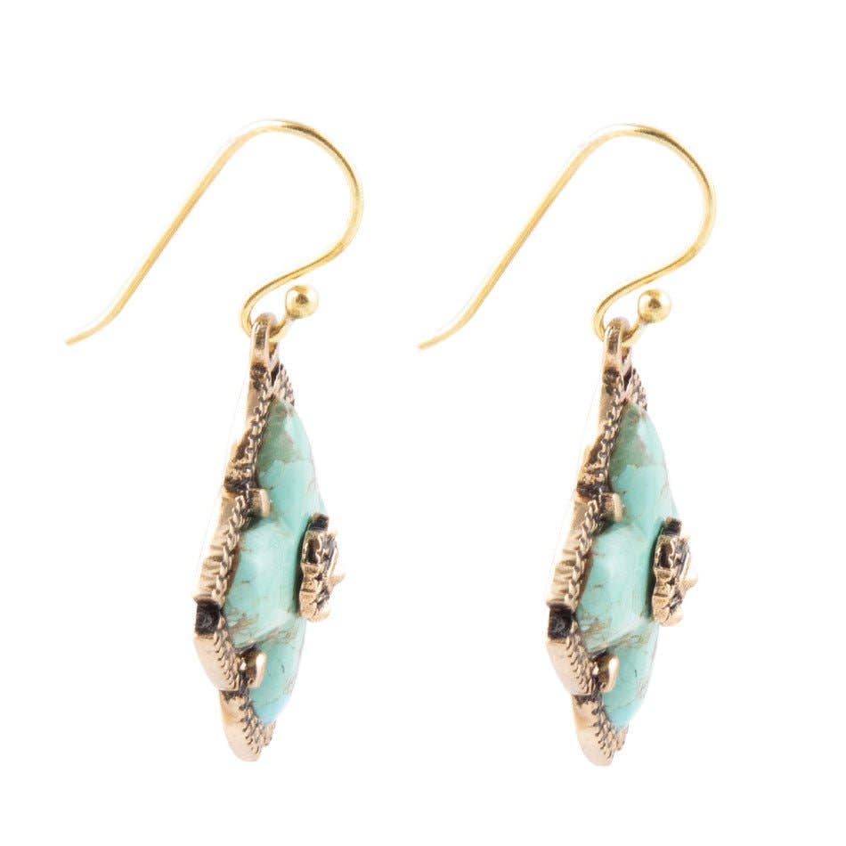 Barse Turquoise Maltese Cross Earrings