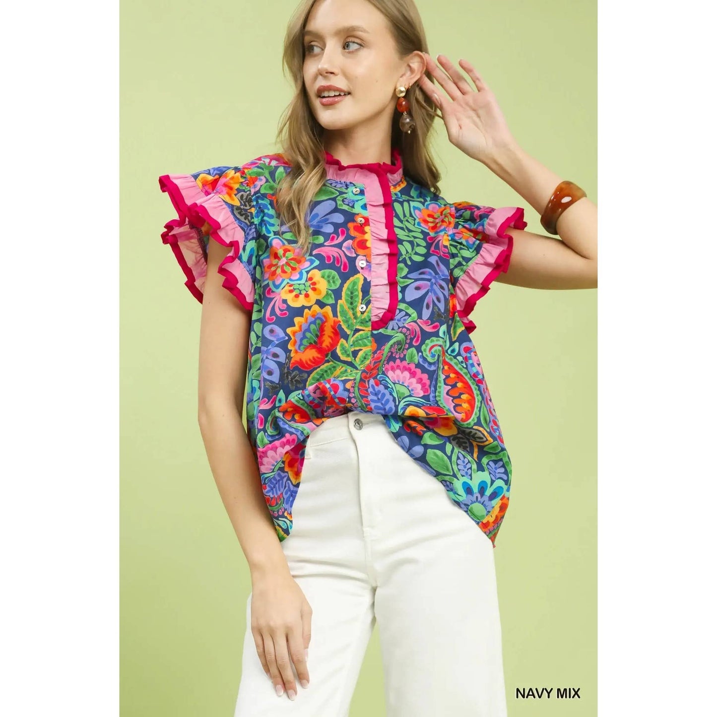 Ruffle Sleeve Floral Top