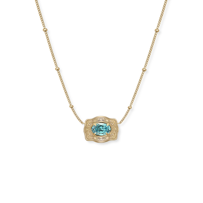 SpurWest Gold Belt Buckle Birthstone Necklace