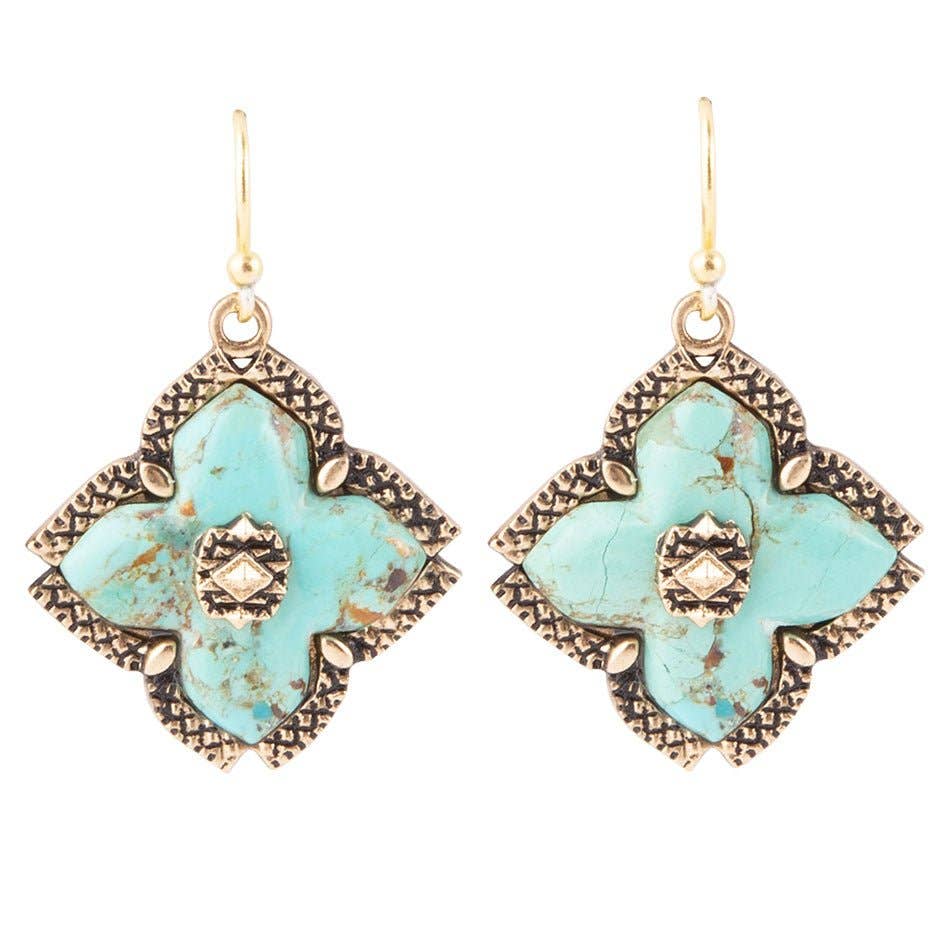 Barse Turquoise Maltese Cross Earrings