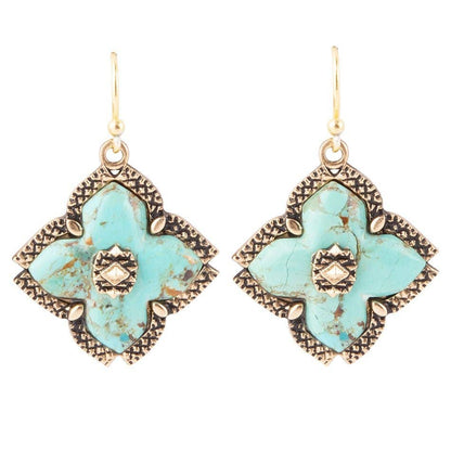 Barse Turquoise Maltese Cross Earrings