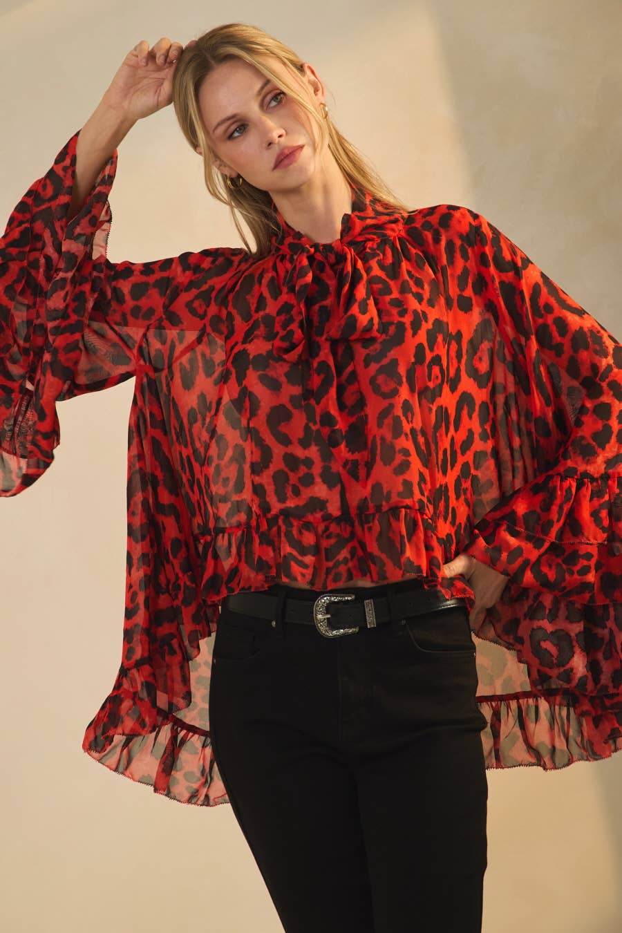 Leopard Printed Chiffon Blouse