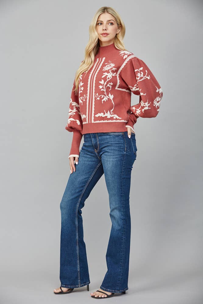 Baloon Sleeve Mock Neck Sweater
