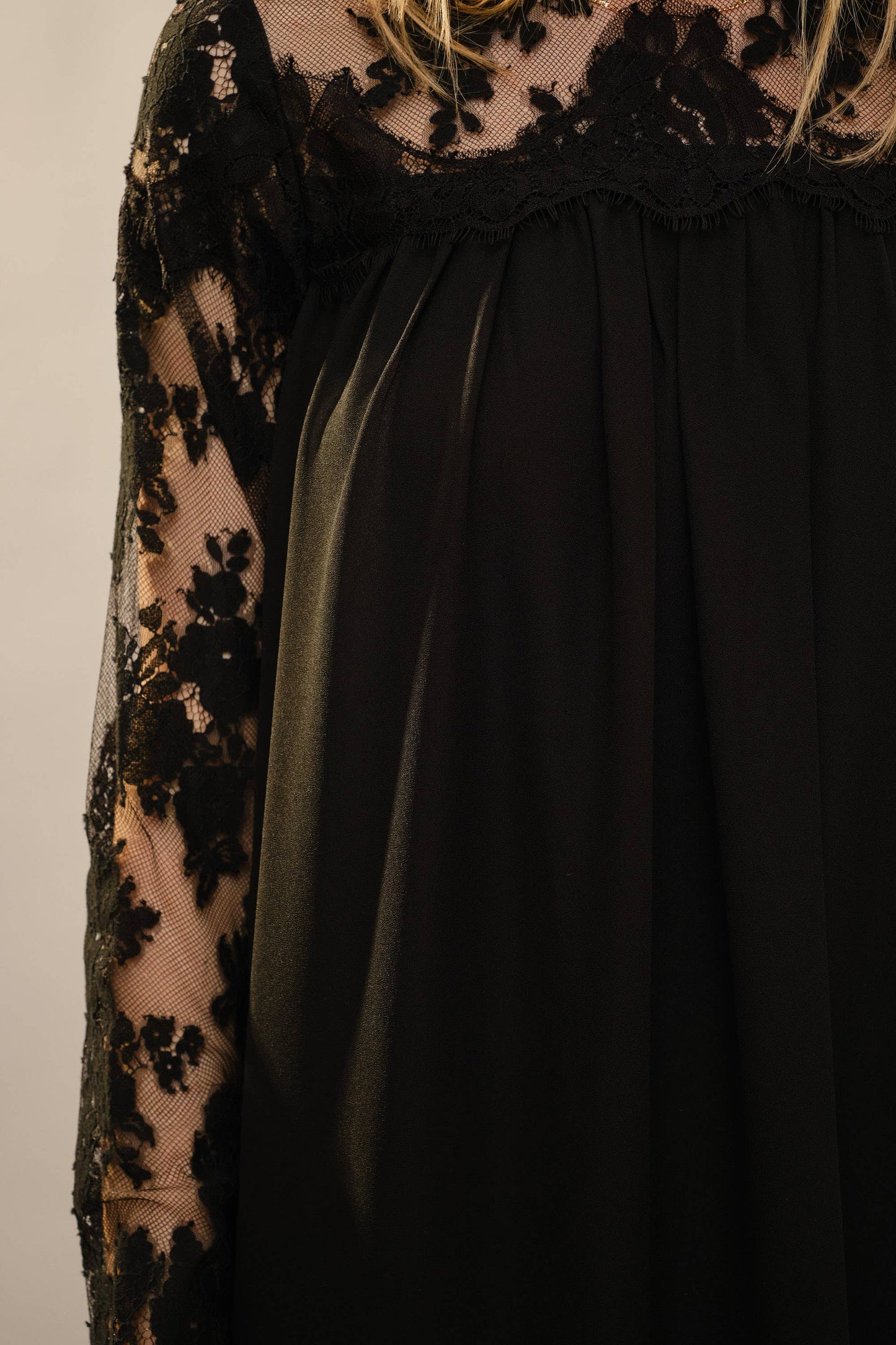 Blue B Lace Yoke Batwing Sleeve Maxi Dress