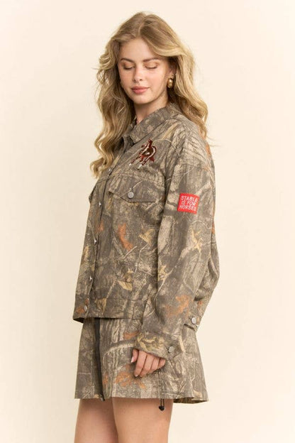 Dave & Dani Cropped Camo Jacket
