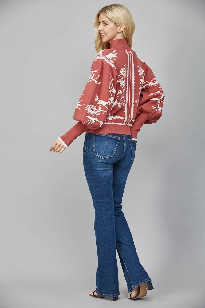 Baloon Sleeve Mock Neck Sweater