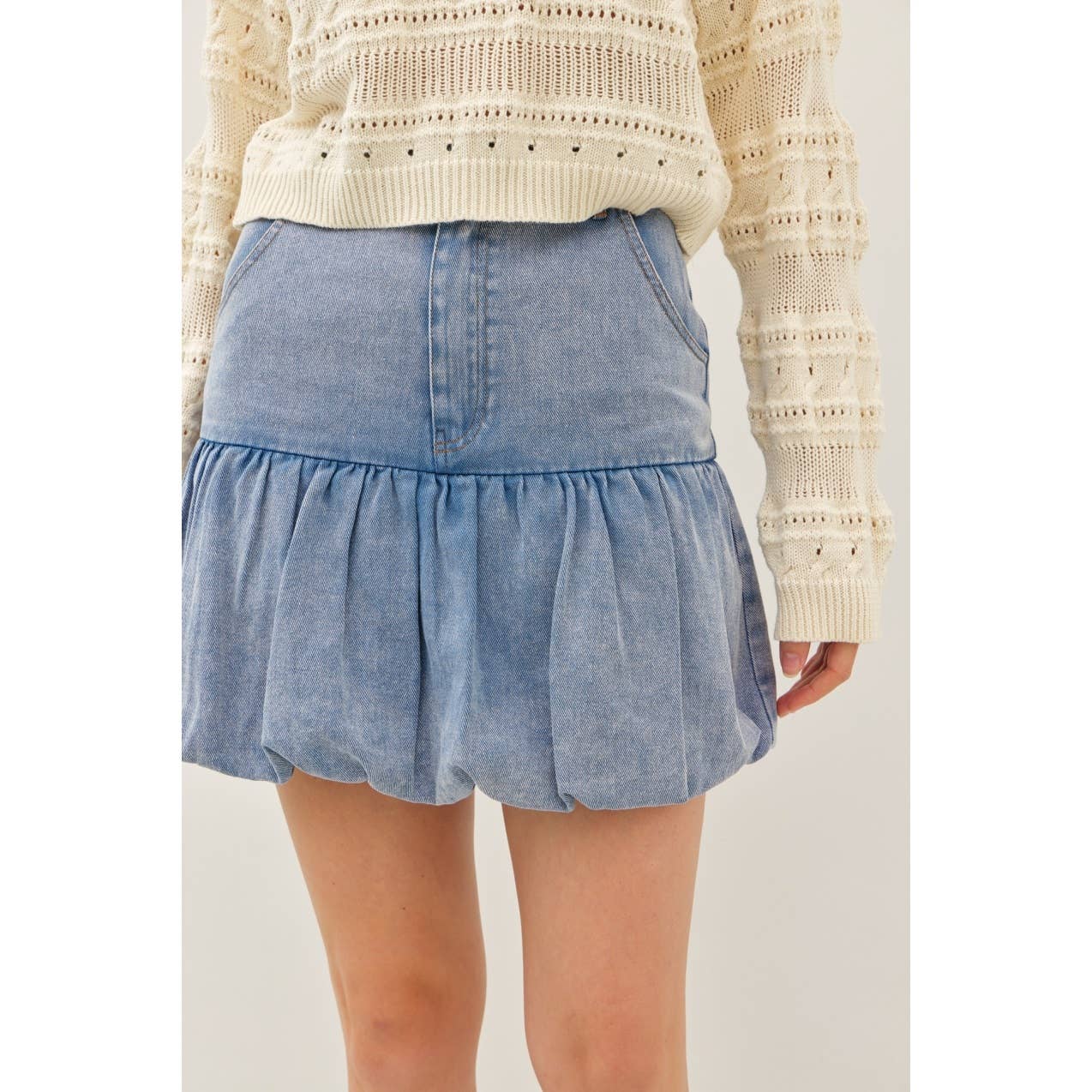 Denim Bubble Mini Skirt