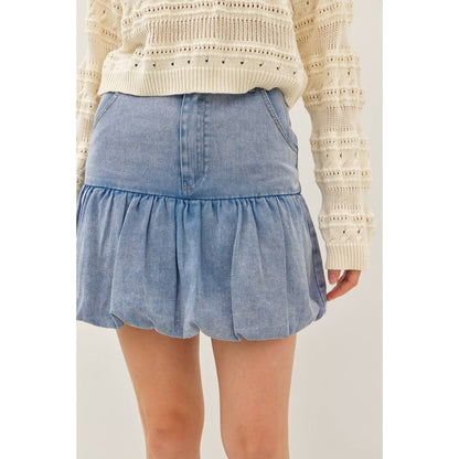 Denim Bubble Mini Skirt