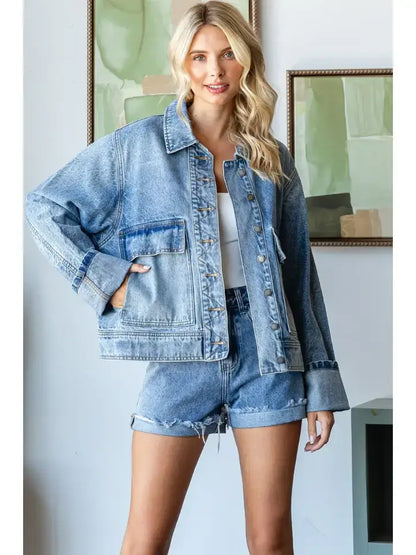 Big Pocket Denim Shacket