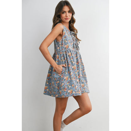 Floral Tie-Front Babydoll Dress