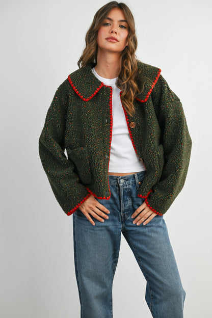Buttoned Fleece Puffer Jacket