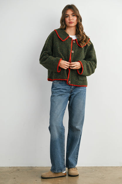 Buttoned Fleece Puffer Jacket