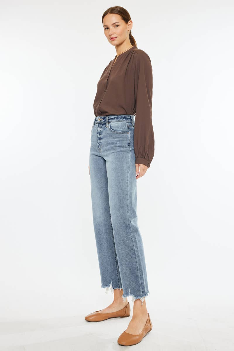 KanCan Violet High Rise Slim Wide Leg Jeans