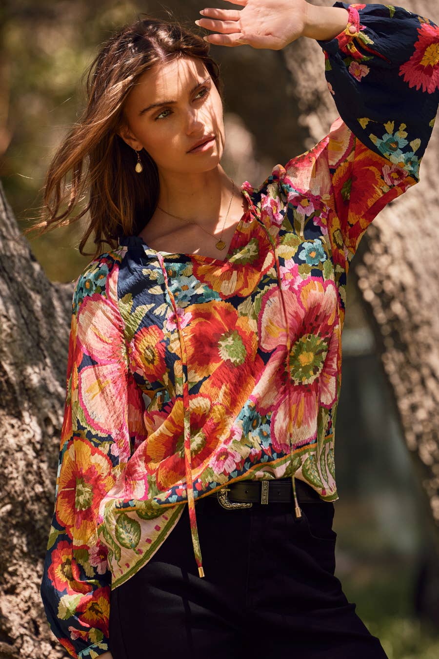Floral Border Printed Blouse