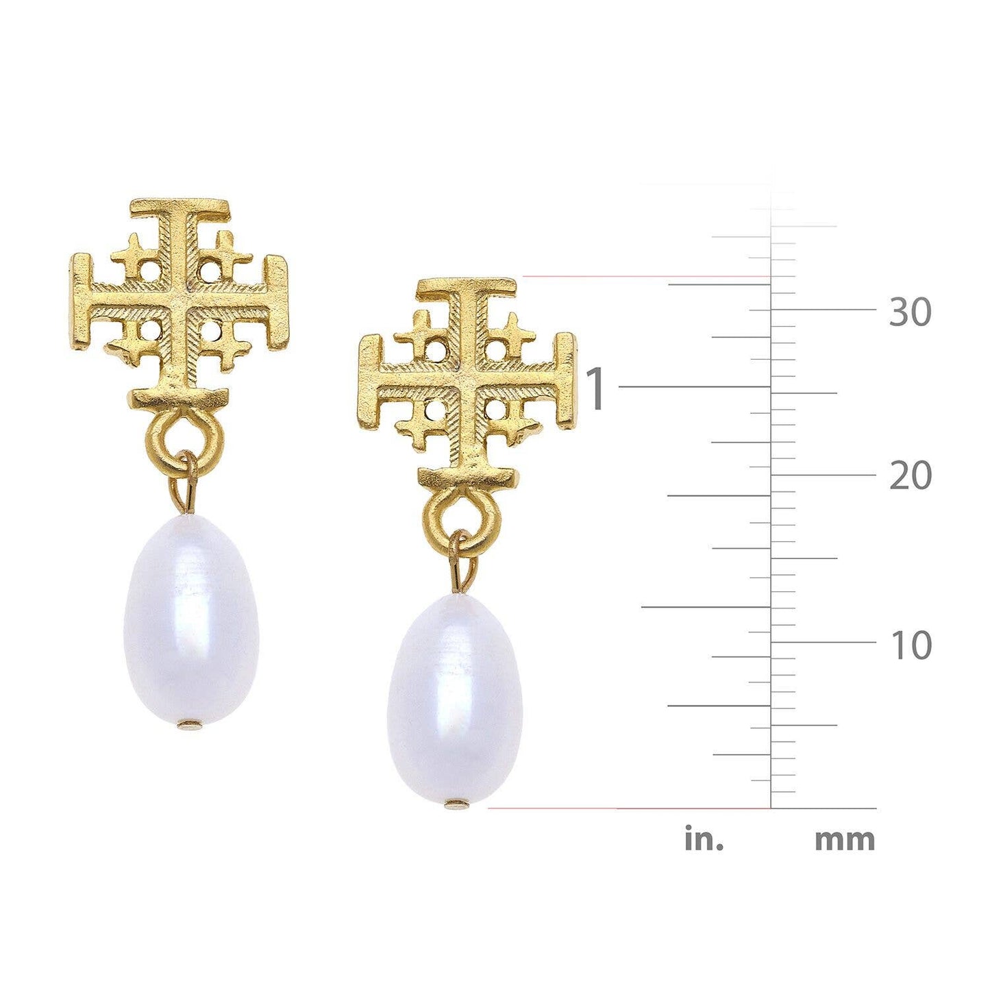 Susan Shaw Gold Multi Cross and Pearl Earrings