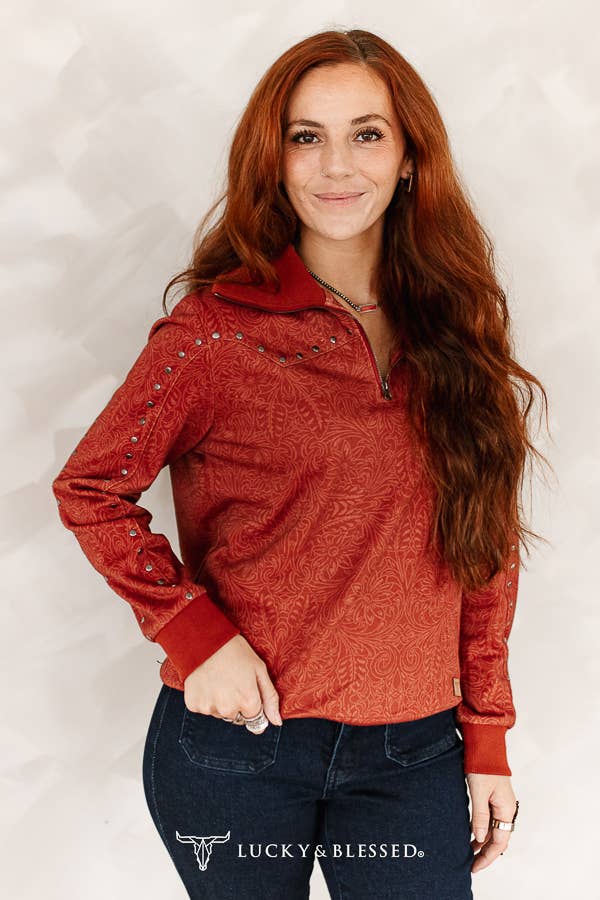 LUCKY & BLESSED Vintage Studded Pull Over