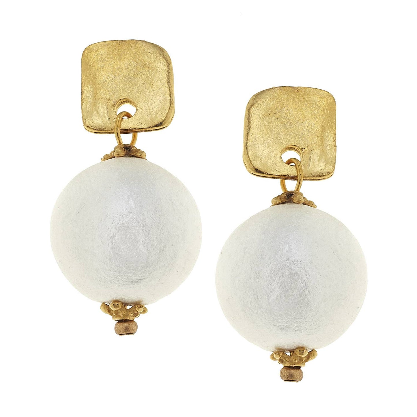 Susan Shaw Gold Posts with Cotton Pearl Earrings