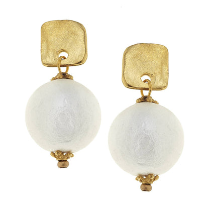 Susan Shaw Gold Posts with Cotton Pearl Earrings