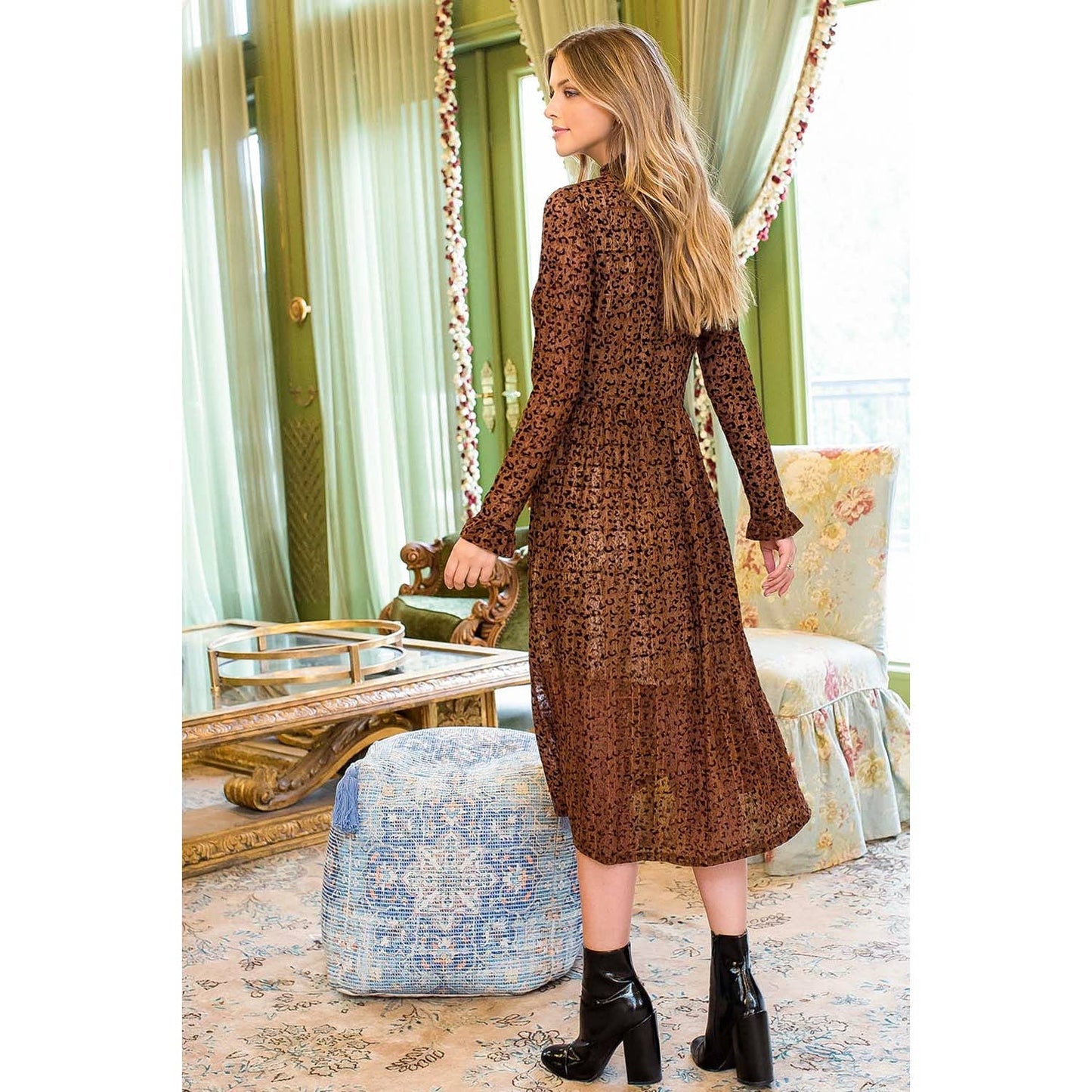 Devore Leopard Midi Dress