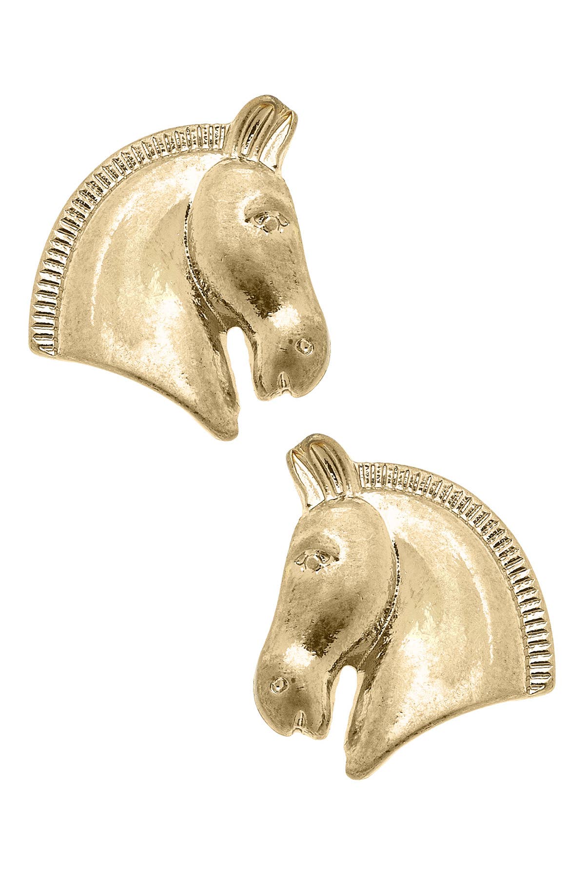 Canvas Style Rosalind Equestrian Horse Stud Earrings in Shiny Gold