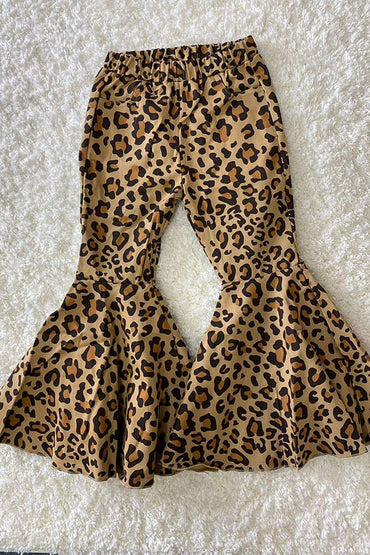 Leopard Denim Bell Bottom Pants