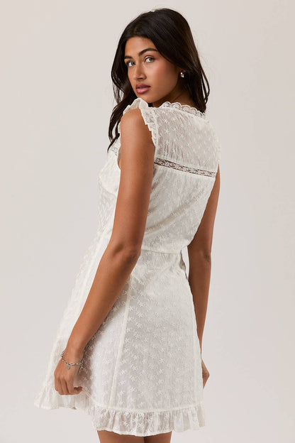 Eyelet Lace Trim Mini Dress