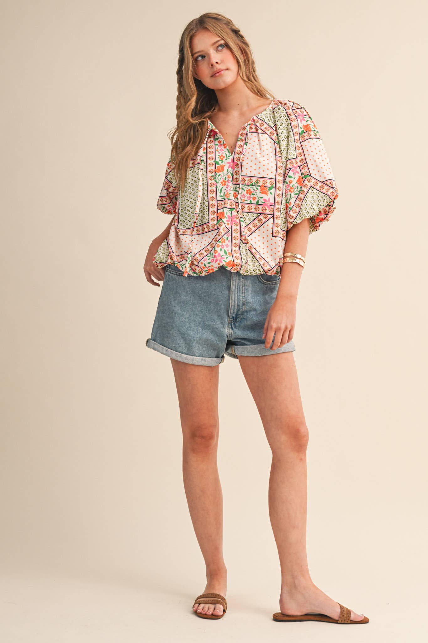 Floral Print Bubble Top