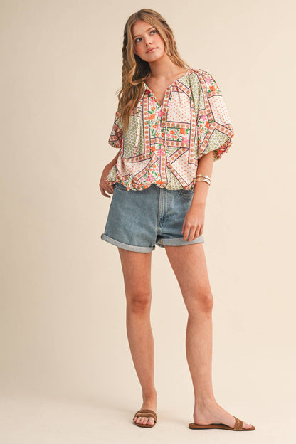 Floral Print Bubble Top