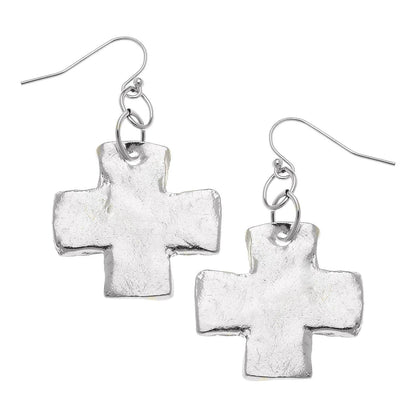Susan Shaw Silver Cross Earrings