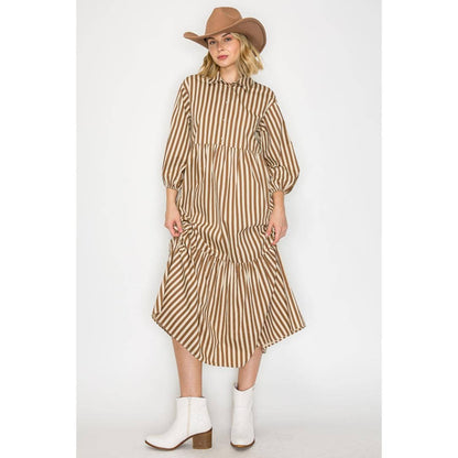 Western Stripe Tiered Maxi Dress