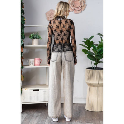 Lace Long Sleeve See Through Ivory Top