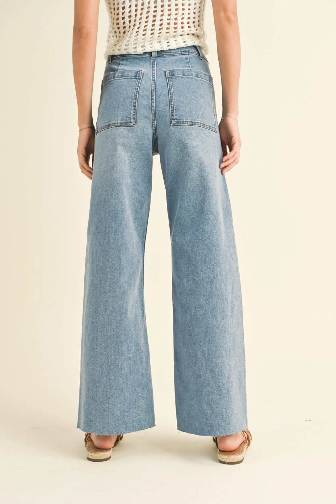 Straight Leg Wide Denim Pants