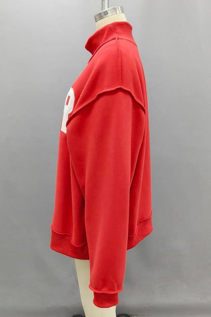 Merry Embroidered Mock Neck Sweatshirt