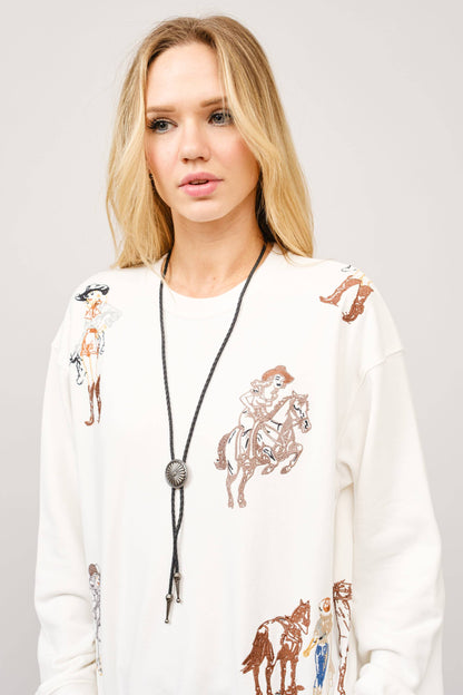 Western Motif Embroidered Graphic Sweatshirt
