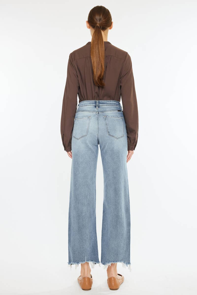 KanCan Violet High Rise Slim Wide Leg Jeans