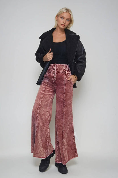 Distressed Corduroy Culotte Pants