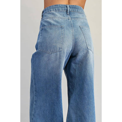 Mineral Washed Ruffle Hem Jeans