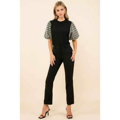 Embroidered Puff Sleeve Top
