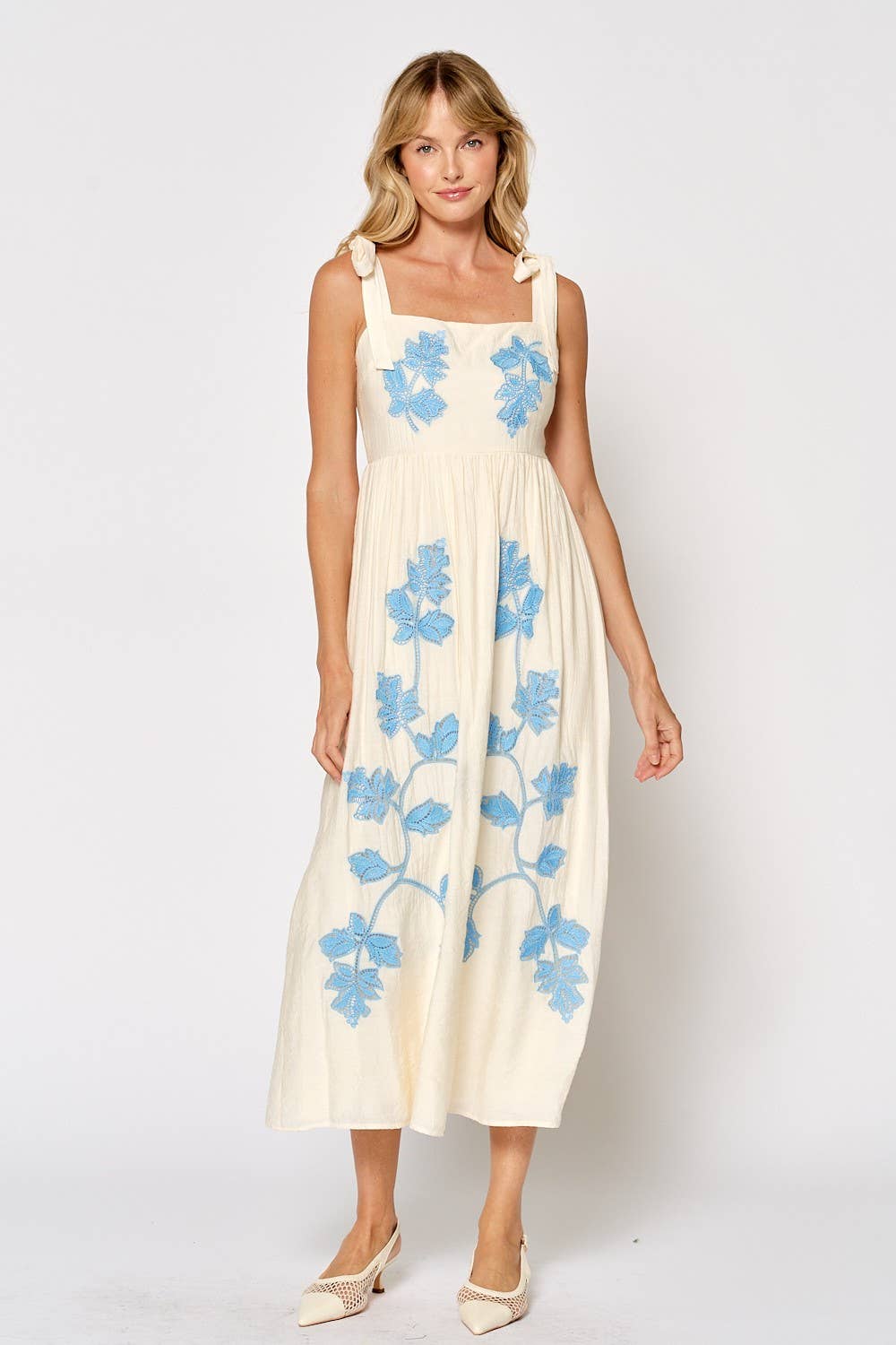 Flower Embroidery Maxi Dress