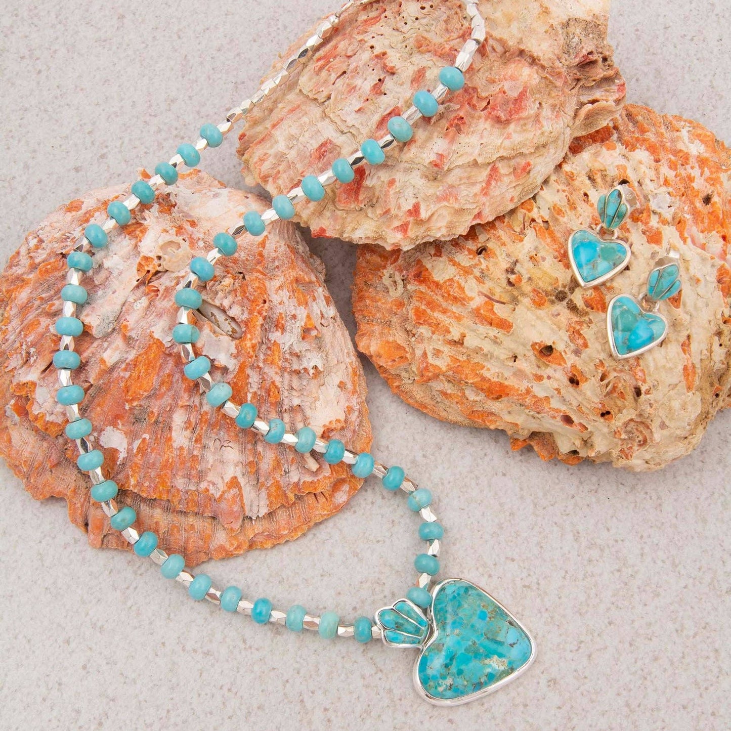 Barse Jewelry Blue Turquoise Heart Silver Pendant Necklace